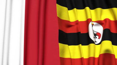 MALTA ve UGANDA bayrakları gerçekçi kumaş dokusuyla
