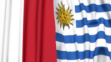 MALTA ve Uruguay bayrakları gerçekçi kumaş dokusuyla
