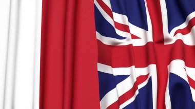 MALTA Bayrakları ve gerçekçi kumaş dokusuna sahip Birleşik KINGDOM