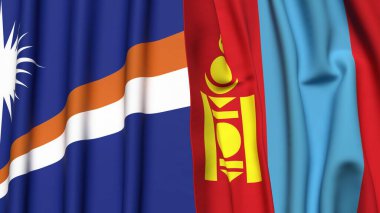 Marshall Adaları ve Moğolistan bayrakları.