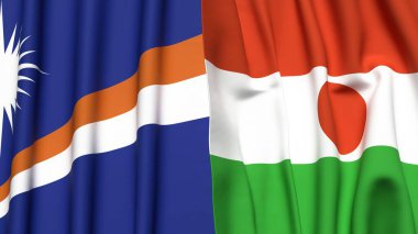 Marshall Adaları 'nın bayrakları ve gerçekçi kumaş dokusuna sahip NIGER