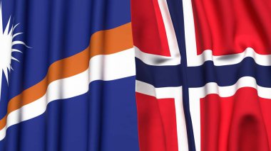 Marshall Adalarının bayrakları ve gerçekçi kumaş dokusuna sahip NORway
