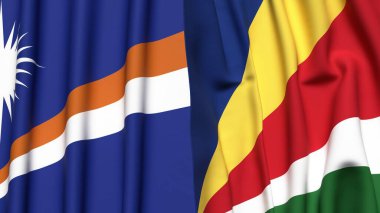 Marshall Adaları 'nın bayrakları ve gerçekçi kumaş dokusuna sahip SEYCHELLES