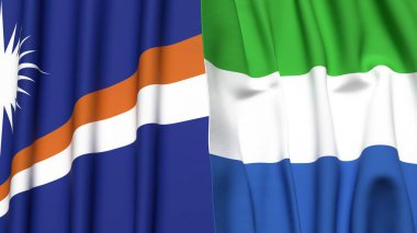 Marshall Adalarının bayrakları ve gerçekçi kumaş desenli Sierra Leone