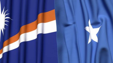 Marshall Adalarının bayrakları ve gerçekçi kumaş dokusuna sahip SOMALYA