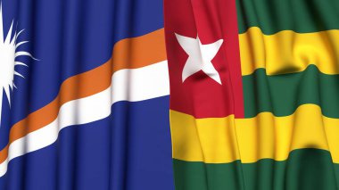 Marshall Adalarının bayrakları ve gerçekçi kumaş dokusuna sahip TOGO