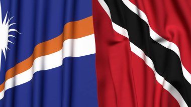 Marshall Adaları ve gerçekçi kumaş dokusuna sahip TRINIDAD bayrakları