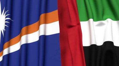 Marshall Adaları ve UAE 'nin gerçekçi kumaş dokusuna sahip bayrakları