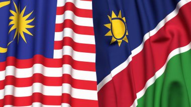 MALAYSIA ve NAMIBIA 'nın gerçekçi kumaş dokusuyla bayrakları