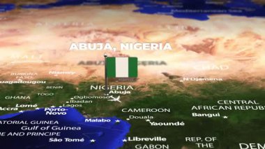 Abuja NIGERIA 'dan Lusaka ZAMBIA' ya bayrak iğneleriyle uçuş