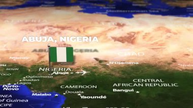 Abuja NIGERIA 'dan Naypyidaw MYANMAR' a bayrak iğneleriyle uçuş