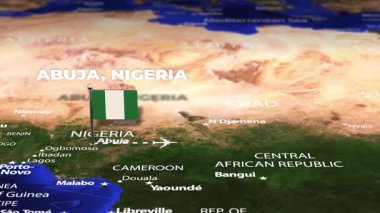 Abuja NIGERIA 'dan Phnom Penh CAMBODIA' ya bayrak iğneli uçuş