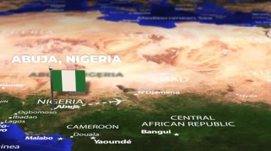 Abuja NIGERIA 'dan Pyongyang' a Kuzey Kore 'ye bayrak iğneleriyle uçuş.