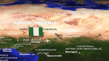 Abuja NIGERIA 'dan Thimphu BHUTAN' a bayrak iğneli uçuş