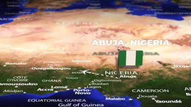 Abuja NIGERIA 'dan Toronto Kanada' ya bayrak iğneleriyle uçuş