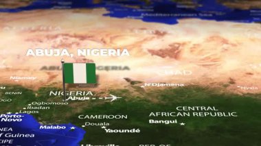 Abuja NIGERIA 'dan Vientiane LAOS' a bayrak iğneleriyle uçuş