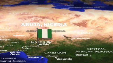 Abuja NIGERIA 'dan Ashgabat Türkmenistan' a bayrak iğneleriyle uçuş