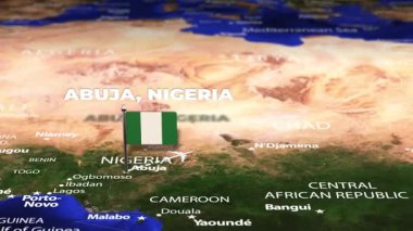 Abuja NIGERIA 'dan Astana KAZAKHSTAN' a bayrak iğneleriyle uçuş