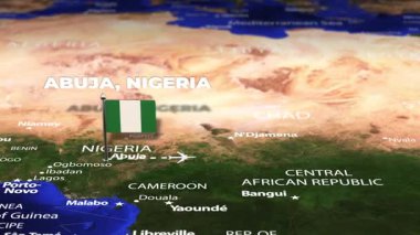 Abuja NIGERIA 'dan Bangkok' a bayrak iğneleriyle uçuş