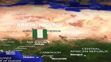 Abuja NIGERIA 'dan Bishkek KYRGYZSTAN' a bayrak iğneleriyle uçuş