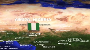 Abuja NIGERIA 'dan Dushanbe TAJIKISTAN' a bayrak iğneleriyle uçuş