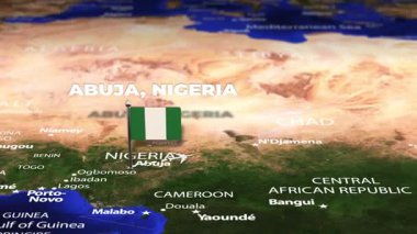 Abuja NIGERIA 'dan Kabil' e bayrak iğneleriyle uçuyor.