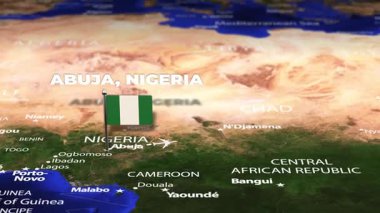 Abuja NIGERIA 'dan Katmandu NEPAL' e bayrak iğneleriyle uçuş