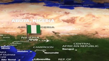 Abuja NIGERIA 'dan Kuala Lumpur MALAYSIA' ya bayrak iğneleriyle uçuş