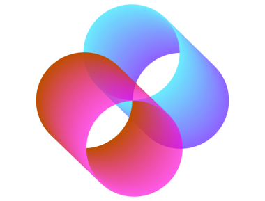 Geometrik soyut kırmızı ve mavi silindir şekilleri harmanlama gradyan şeffaf elementler