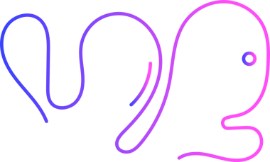 Mavi ve mor gradyan soyut çizgi kıvrımlı şekil ana hatları şeffaf element