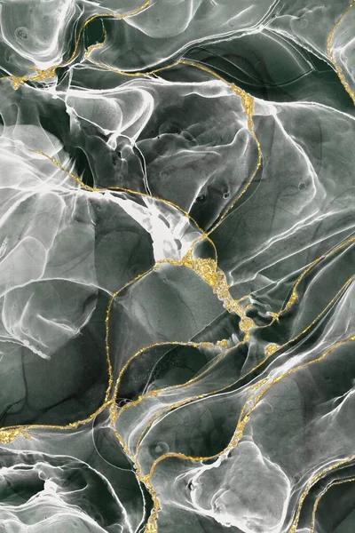 Золотой Акриловый Абстрактный Рисунок Мраморный Фон — стоковое фото