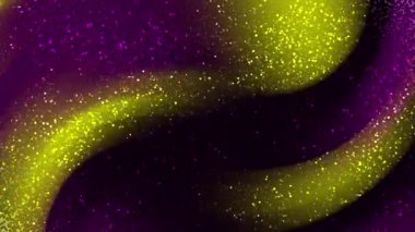 Altın parçacığı etkisiyle soyut arka planda dönen mor, sarı ve siyah mermer dokular. Soyut renkli hareket arkaplanı.