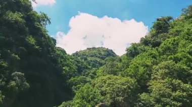 Stunning mountain landscape with lush green slopes clear stream and rocky riverbed view