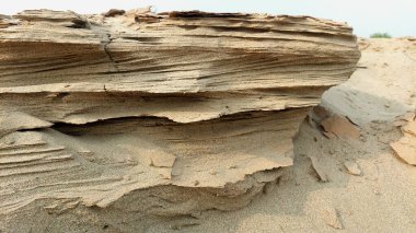 Rüzgâr Erotik Kum Kumtaşı ve Katmanlı Kum Taşı oluşumunun Aşırı Yakın Görüntüsü