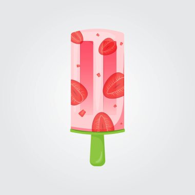  Buzlu şeker seti, meyveli dondurma. Yaz soğuk tatlı, meyveli buz. Vektör illüstrasyonu EPS 10.eps