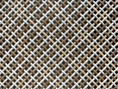 Pek çok farklı renkte sentetik rattan dokusunun güzel el dokusunun yakın fotoğrafını çek. Hasır sanatı ya da rattan dokuma sanatı pek çok şekilde şekillenmiştir. Kusursuz doku.