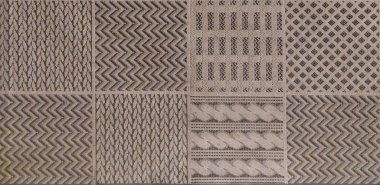 Bir kilim ve masa koşucusunun çeşitli etnik kalıpları, çeşitli doku ve kalıplar, elle dokunmalı..