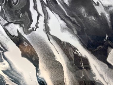 Siyah ve beyaz panda mermeri, pürüzsüz arka plan dokusu. Panda beyazı mermer levha, zarif ve lüks..