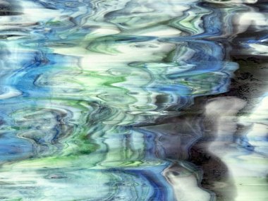 Duvardaki yağlı boyaların farklı renklerde rastgele karıştırılması. Beyaz, kahverengi, yeşil, mavi ve gri boya karışımı ve oyun, dalgalı soyut desen. pürüzsüz arkaplan dokusu.