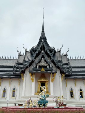 Black Roof Thailand Palace with its beautiful ornamental details clipart