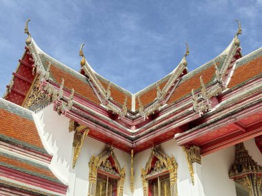 Wat Benchamabophit Dusitwanaram, or commonly known as marble temple, is a famous Buddhist temple carved from white marbles at Dusit District, Bangkok, Thailand. clipart