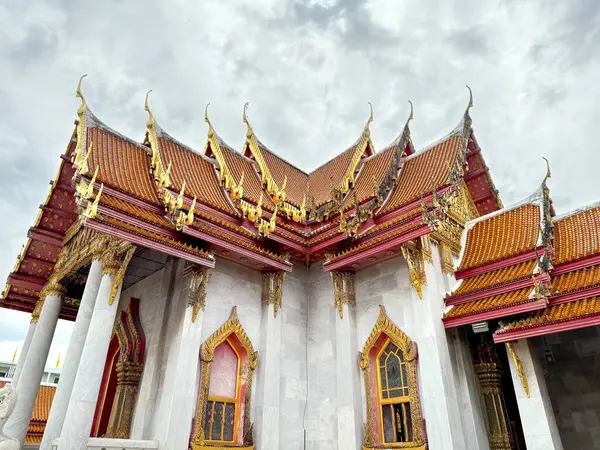 Stock image Wat Benchamabophit Dusitwanaram, or commonly known as marble temple, is a famous Buddhist temple carved from white marbles at Dusit District, Bangkok, Thailand.