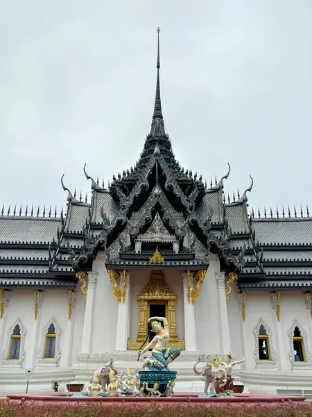 stock image Black Roof Thailand Palace with its beautiful ornamental details