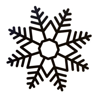 Kar tanesi şeklindeki siyah beyaz bir resim. Kar tanesi şekli beyaz arkaplanda izole edilmiş yakın plan.