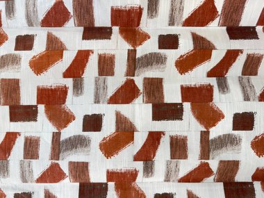 Random abstract modern geometrical pattern in red, brick, brown, and dark brown color. Printed on a white background. Simple geometrical contemporary seamless background texture. clipart