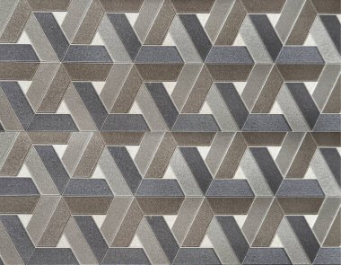 Dokuma sanatında gri rastgele geometrik desen. 3D goyard geometrik şekiller tekerrür eder. pürüzsüz arkaplan dokusu