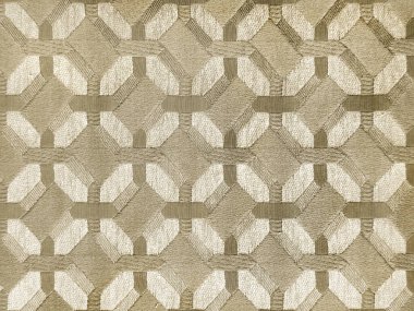 Altın kumaşı rastgele geometrik altıgen, elmas ve kareli desenlerle kapatın. Soyut modern geometrik dokuda altın kumaş. Kusursuz kumaş arkaplan dokusu.
