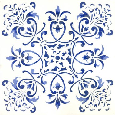 Koloni fayansları, çiçek desenli antika Dutch Delft Blue ve White plakası. Mavi ve beyaz porselen porselen koleksiyonu. Süslü çiçekli ve klasik desenli. Kusursuz arkaplan dokusu