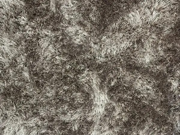 Halı döşemesini siyah beyaz desenli tuft kabartma haritasıyla kapatın. Tüylü kürklü, kusursuz, minimalist halı dokusu. Oturma odası için uygun..