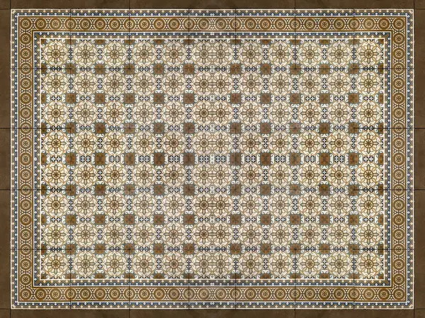 Rastgele çiçek, yıldız, süsleme, oyma ve diğer soyut desenlerdeki sömürge kalıpları. El yapımı koloni fayansları ya da kahverengi ve bej renkli eski miras fayansları. Kusursuz doku.